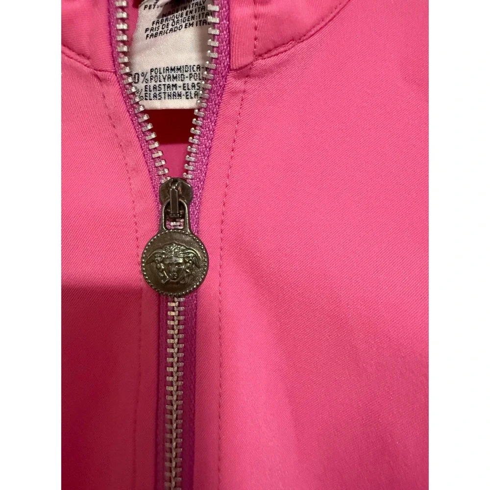Versace Jeans Couture Mini Dress‎ Womens 36 Pink Good Quarter Zip Medusa Patch